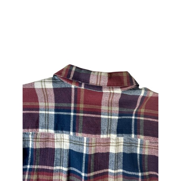 VOLCOM Men's Flannel Shirt True to This Sz Large Red Blue White Plaid Button-Up - Picture 8 of 13